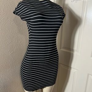 Zara Black and White Striped Mini Dress
